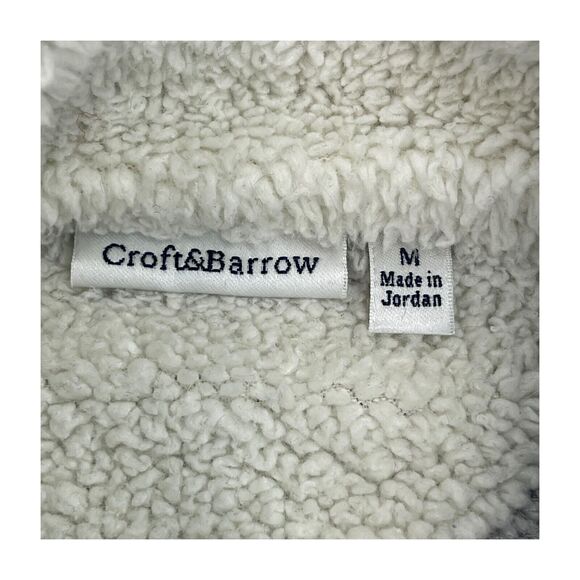 Croft & Barrow Cardigan Sweater Women's Medium Gray Fleece Snowman Full Zip - Picture 3 of 9